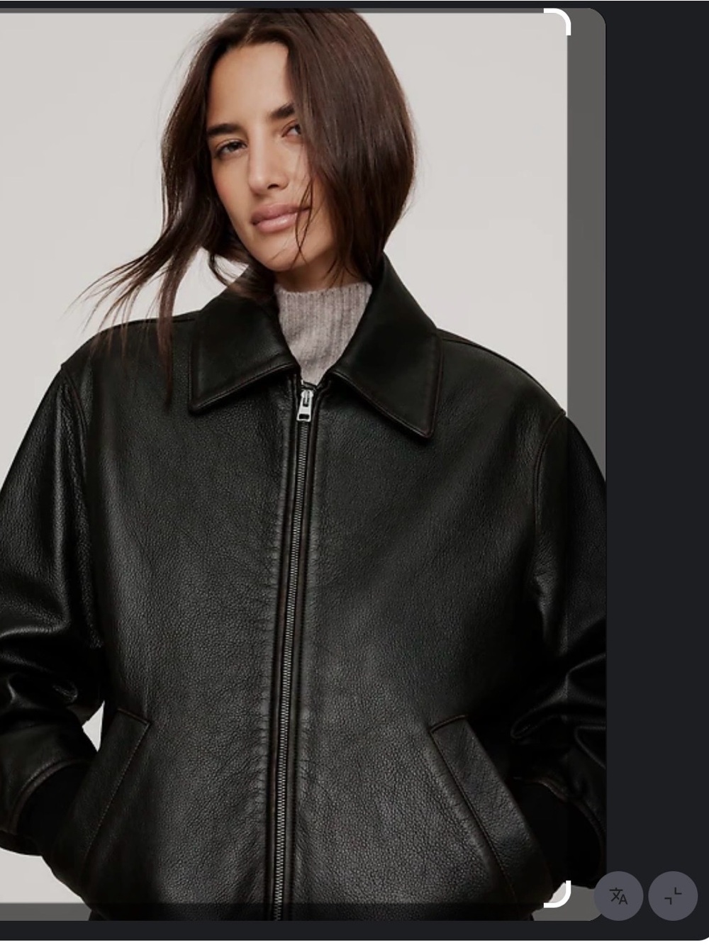 Banana Republic Dark Brown Oversized Leather Bomber Jacket